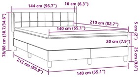 Κρεβάτι Boxspring με Στρώμα Σκούρο Μπλε 140x210 εκ. Βελούδινο - Μπλε