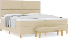 vidaXL Κρεβάτι με ελατήρια με στρώμα Κρεμ 200 x 200 cm ύφασμα