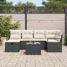 vidaXL Σετ Καναπέ Κήπου 7 pcs Μαύρο και κρεμ 232 x 122 x 85 εκ.