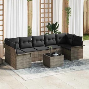 vidaXL Σετ Καναπέ Κήπου με μαξιλάρι 8 pcs Γκρι 55 x 55 x 37 εκ