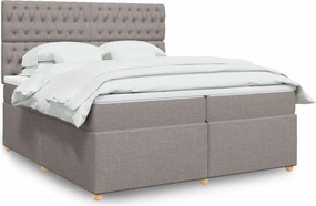 vidaXL Κρεβάτι Boxspring με Στρώμα Taupe 200x200 εκ. Υφασμάτινο