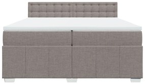 Κρεβάτι Boxspring με Στρώμα Taupe 200x200 εκ. Υφασμάτινο - Μπεζ-Γκρι