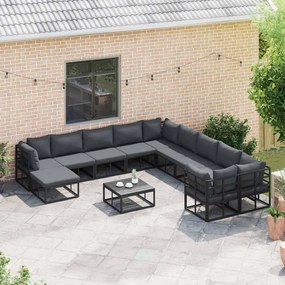 vidaXL Σετ Καναπέ Κήπου 12 pcs Μαύρο Μέταλλο