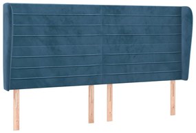 Κεφαλάρι με Πτερύγια Σκούρο Μπλε 163x23x118/128 εκ. Βελούδινο - Μπλε