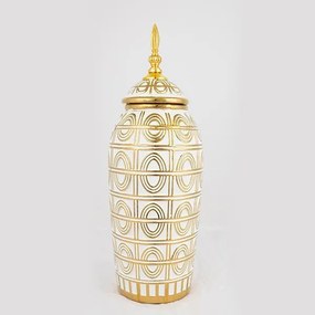 ΒΑΖΟ ΚΕΡΑΜΙΚΟ ΛΕΥΚΟ - ΧΡΥΣΟ 15x15x42.5cm