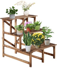 Outsunny Σκάλα φύτευσης, ράφι λουλουδιών, ράφι φύτευσης, βάση λουλουδιών, 3 επίπεδα, ξύλο ελάτης, 80 x 80 x 78cm