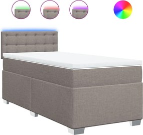 vidaXL Κρεβάτι Boxspring με Στρώμα Taupe 90x190 εκ.Υφασμάτινο
