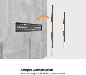 POWERTECH επιτοίχια βάση τηλεόρασης PT-1369, 43-100", έως 75kg, fixed