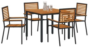 vidaXL Σέτ φαγητού για κήπο 5 pcs Μαύρο 90 x 90 x 75 cm