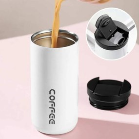 Ποτήρι Θερμός Ανοξείδωτο 400ml με Επιστόμιο - Άσπρο