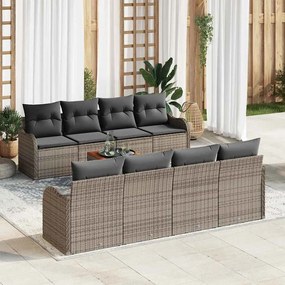 vidaXL Σετ Καναπέ Κήπου Γκρι 9 pcs Γκρι Large Ρατάν, Πολυεστέρας