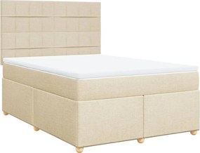vidaXL Κρεβάτι Boxspring με Στρώμα Κρεμ 160x200 εκ. Υφασμάτινο
