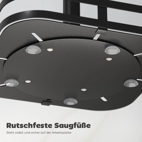 Περιστρεφόμενο ράφι μπαχαρικών, 2 επιπέδων, βεντούζες, μέταλλο, μαύρο