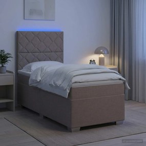 vidaXL Κρεβάτι box spring με στρώμα Taupe 90 x 200 cm Ύφασμα