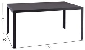 Σετ Κήπου Τραπεζαρία LEOFER 5 τεμ Γκρί Μεταλλικό με Τραπέζι 150x90x75 εκ. &amp; 4 Καρέκλες