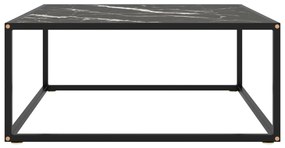 vidaXL Τραπεζάκι Σαλονιού Μαύρο 80x80x35 εκ. Μαύρο Γυαλί Όψη Μαρμάρου