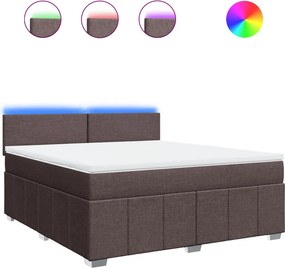 vidaXL Κρεβάτι Boxspring με Στρώμα Σκούρο Καφέ 180x200 εκ Υφασμάτινο