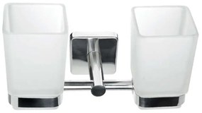 Ποτηροθήκη Διπλή Quattro 4855 21x11x10cm Chrome Karag Glass