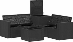 vidaXL Σετ Καναπέ 6 τμχ. Μαύρο 55 x 55 x 37 εκ Πολυ-ρακί και Χάλυβας