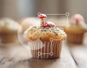 Intra Συλλεκτικό Ξύλινο Παζλ Plywood  4mm - Cupcakes με γαρνιτούρες μανιταριών Σε Ξύλινο Κουτί - Διαστάσεις: 10x10 cm – 25 κομμάτια