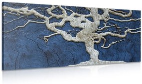 Αφηρημένη εικόνα δέντρο σε ξύλο με μπλέ αντίθεση - 100x50