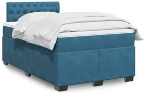 vidaXL Κρεβάτι Boxspring με Στρώμα Μπλε 120x190 εκ. Βελούδινο