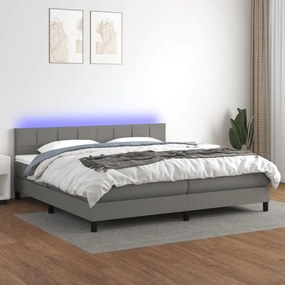 ΚΡΕΒΑΤΙ BOXSPRING ΜΕ ΣΤΡΩΜΑ &amp; LED ΣΚ.ΓΚΡΙ 200X200ΕΚ. ΥΦΑΣΜΑΤΙΝΟ 3133182