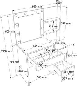 Τουαλέτα Μακιγιάζ Λευκό GEPRO 69.4x40x135