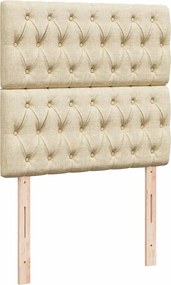 vidaXL Κρεβάτι Boxspring με Στρώμα Κρεμ 90x190 εκ.Υφασμάτινο