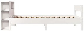 vidaXL Κρεβάτι Βιβλιοθήκη Χωρίς Στρώμα Λευκό 75x190 εκ Μασίφ Πεύκο