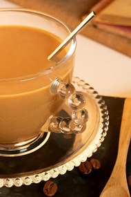 Stewehome Σετ 6 τεμαχίων γυάλινων φλιτζανιών τσαγιού με πιατάκια μοντέρνου στυλ Πολύχρωμο