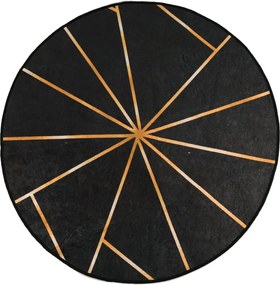 vidaXL Χαλί Πλενόμενο Μαύρο και Χρυσό Ø 120 εκ.