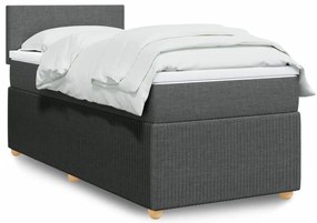 vidaXL Κρεβάτι Boxspring με Στρώμα Σκούρο Γκρι 80x200 εκ. Υφασμάτινο
