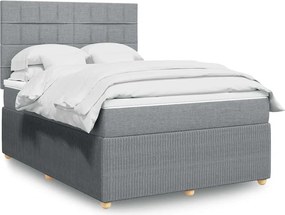 vidaXL Κρεβάτι Boxspring με Στρώμα Ανοιχτό Γκρι 140x200 εκ. Υφασμάτινο