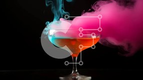 Σετ των 2 Intra Συλλεκτικό Ξύλινο Παζλ Plywood  4mm - Πολύχρωμο ποτήρι κοκτέιλ με καπνό Σε Ξύλινο Κουτί - Διαστάσεις: 10x10 cm – 25 κομμάτια