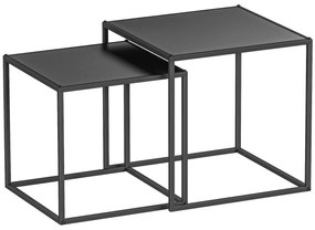 HOMCOM Τραπεζάκι σαλονιού, σετ 2 τεμαχίων, μοντέρνος σχεδιασμός, ατσάλινο πλαίσιο, μαύρο, 40 x 40 x 40cm