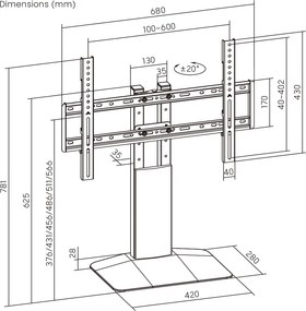 BRATECK επιτραπέζια βάση τηλεόρασης LDT03-29LD, 32-77", έως 40kg