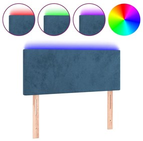 Κεφαλάρι Κρεβατιού LED Σκούρο Μπλε 90x5x78/88 εκ. Βελούδινο - Μπλε