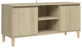 vidaXL Έπιπλο Τηλεόρασης Καφέ Δρυς 103,5x35x50εκ. Μασίφ Ξύλινα Πόδια