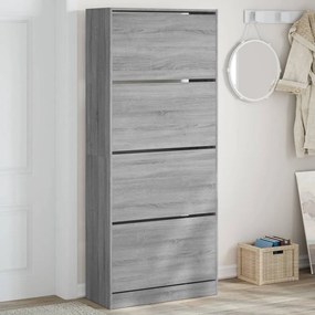 vidaXL Παπουτσοθήκη με 4 Ανακλ. Συρτάρια Γκρι Sonoma 80x34x187,5 εκ.