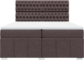 vidaXL Κρεβάτι Boxspring με Στρώμα Σκούρο Καφέ 200x200 εκ. Υφασμάτινο