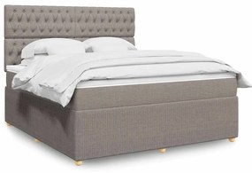 vidaXL Κρεβάτι Boxspring με Στρώμα Taupe 180x200 εκ. Υφασμάτινο