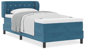 vidaXL Κρεβάτι με Στρώμα Σπαστό Σκούρο Μπλε 90x200 εκ. Βελούδο