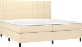 vidaXL Κρεβάτι Boxspring με Στρώμα Κρεμ 200x200 εκ. Υφασμάτινο