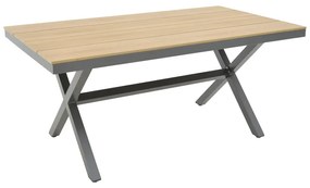 Τραπέζι Thorio plywood σε φυσική απόχρωση και πόδι αλουμινίου ανθρακί 160x90x75εκ Υλικό: ALUMINIUM - POLYWOOD TOP - Tube: 50*50/50*45cm 288-000003