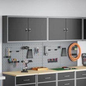 vidaXL Σετ Εργαλείων 6 Τεμαχίων από Μάυρο Μεταλλικό Ντουλάπι και Πίνακα