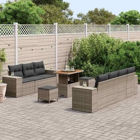 vidaXL Σετ Καναπέ Κήπου 10 pcs Γκρι συνθετικό ρατάν
