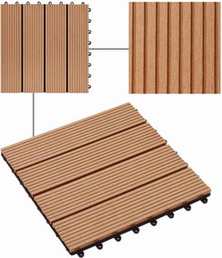 vidaXL Πλάκα Κατασκευής 22 pcs Ξύλο teak 30 x 30 cm WPC