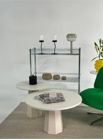 Σετ 2 μεσαία τραπέζια σαλονιού από MDF με στρογγυλό σχήμα Μπεζ