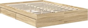 vidaXL Κρεβάτι Αποθήκης Δρύς Sonoma 140 x 200 cm Επεξεργασμένο ξύλο